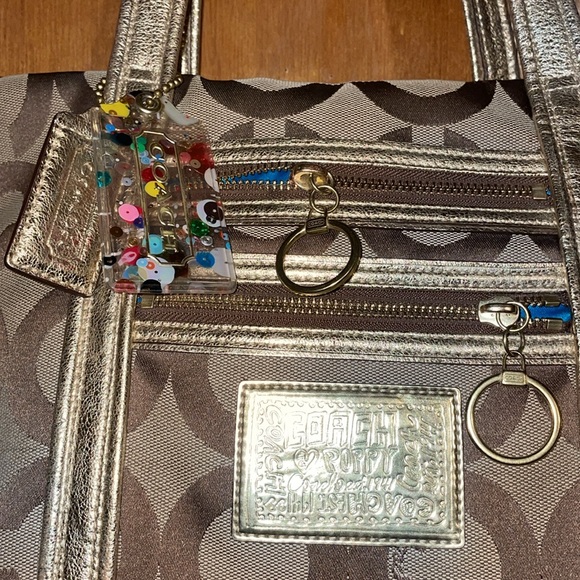 Coach Poppy 3D OP ART Signature GLAM Brown & Gold Tote Bag 13826 - Picture 3 of 11